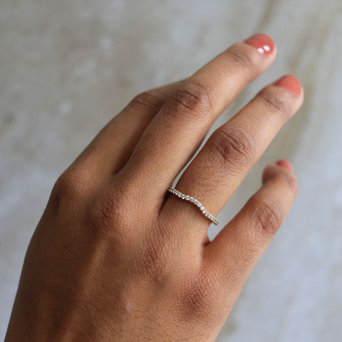 Diamond Contour 14K Yellow Gold Wedding Band