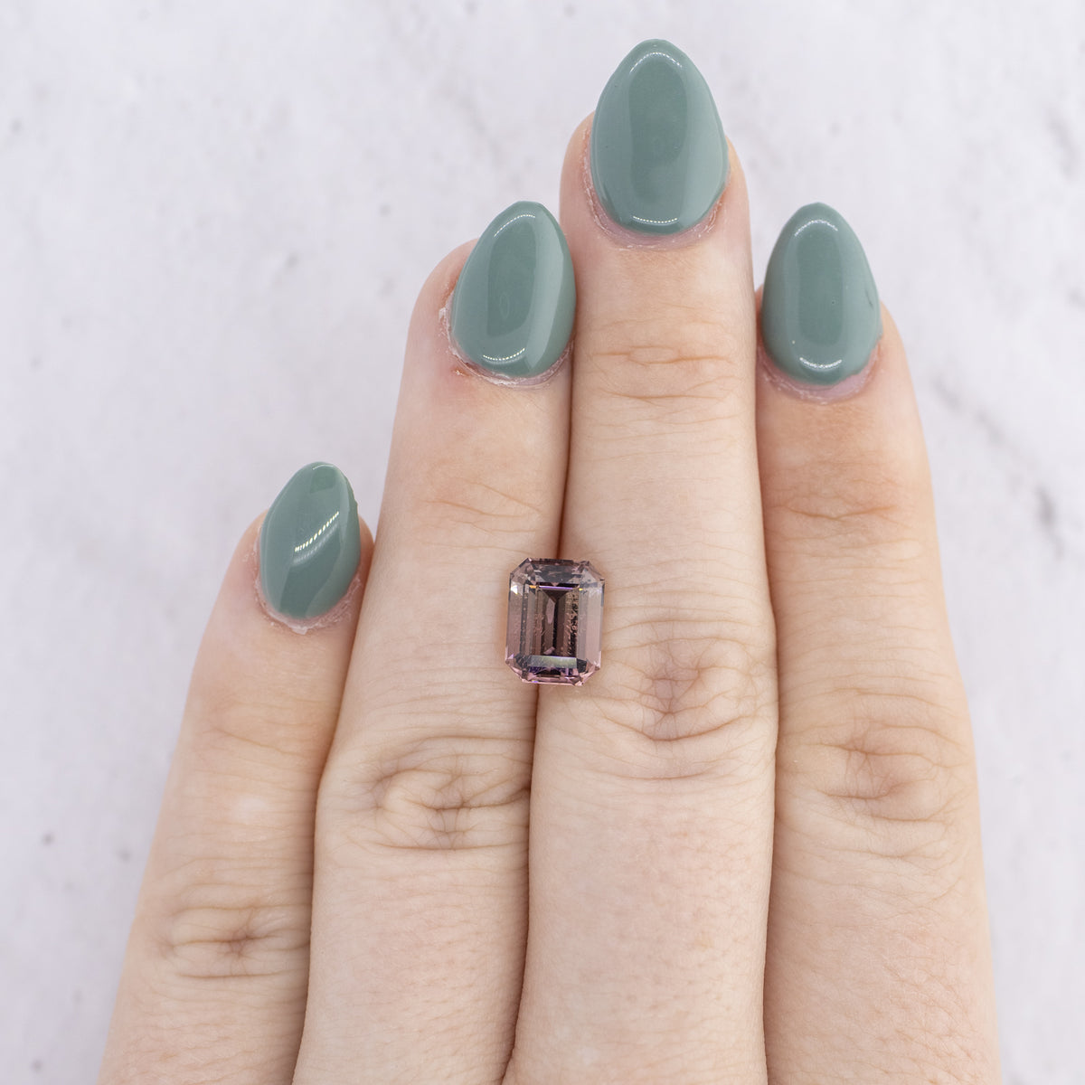 3.38ct Emerald Cut Bicolor Salmon & White Colored Tourmaline