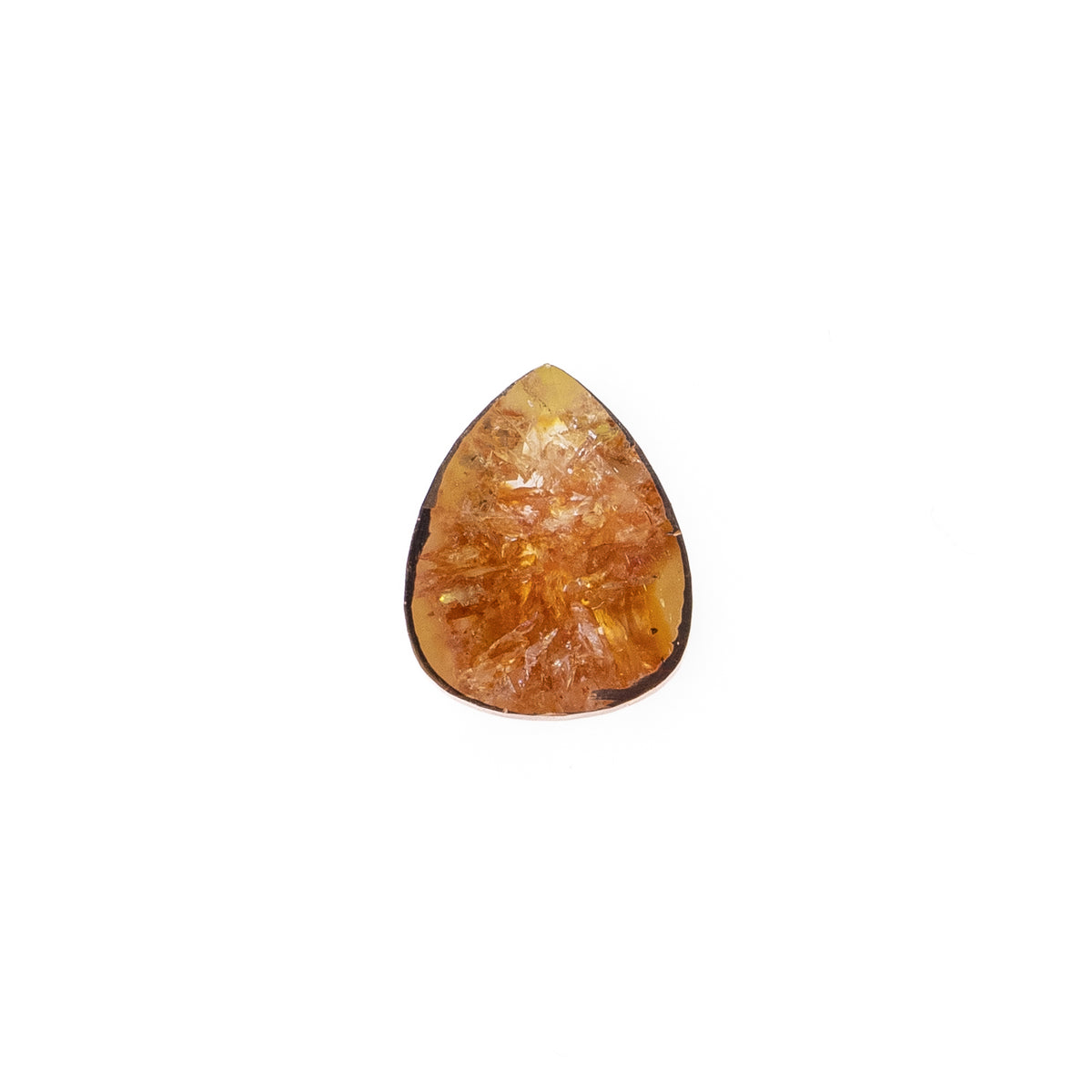 -2.06ct Pear Rose Cut Salt & Pepper Orange Diamond