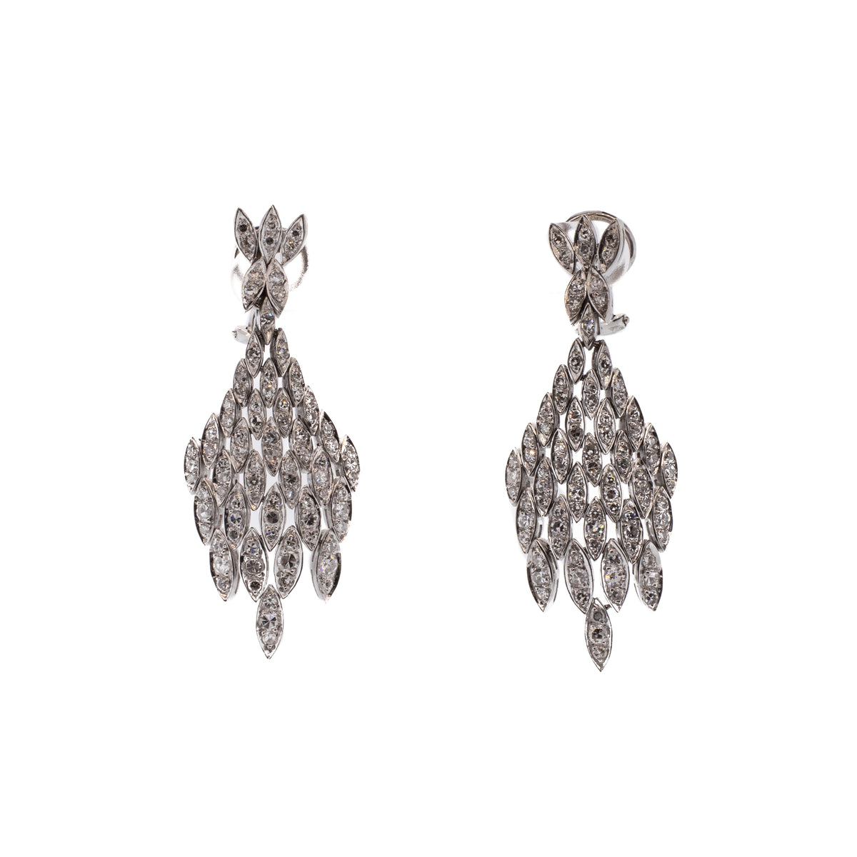 Art Deco Diamond Waterfall Dangle Earrings