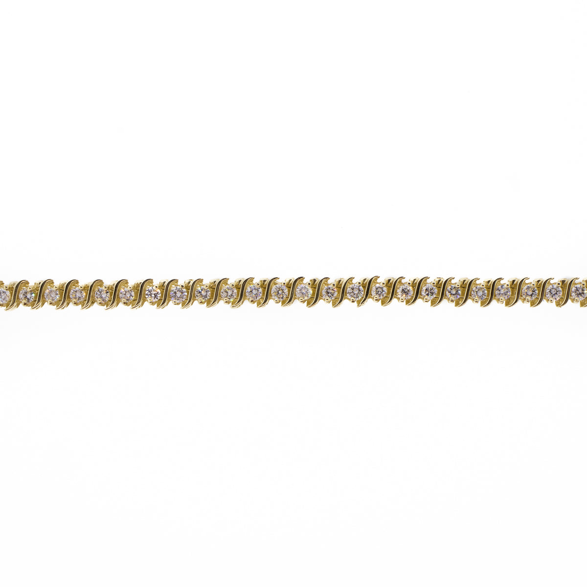 Yellow Gold and Natural Diamond Tennis Line Bracelet