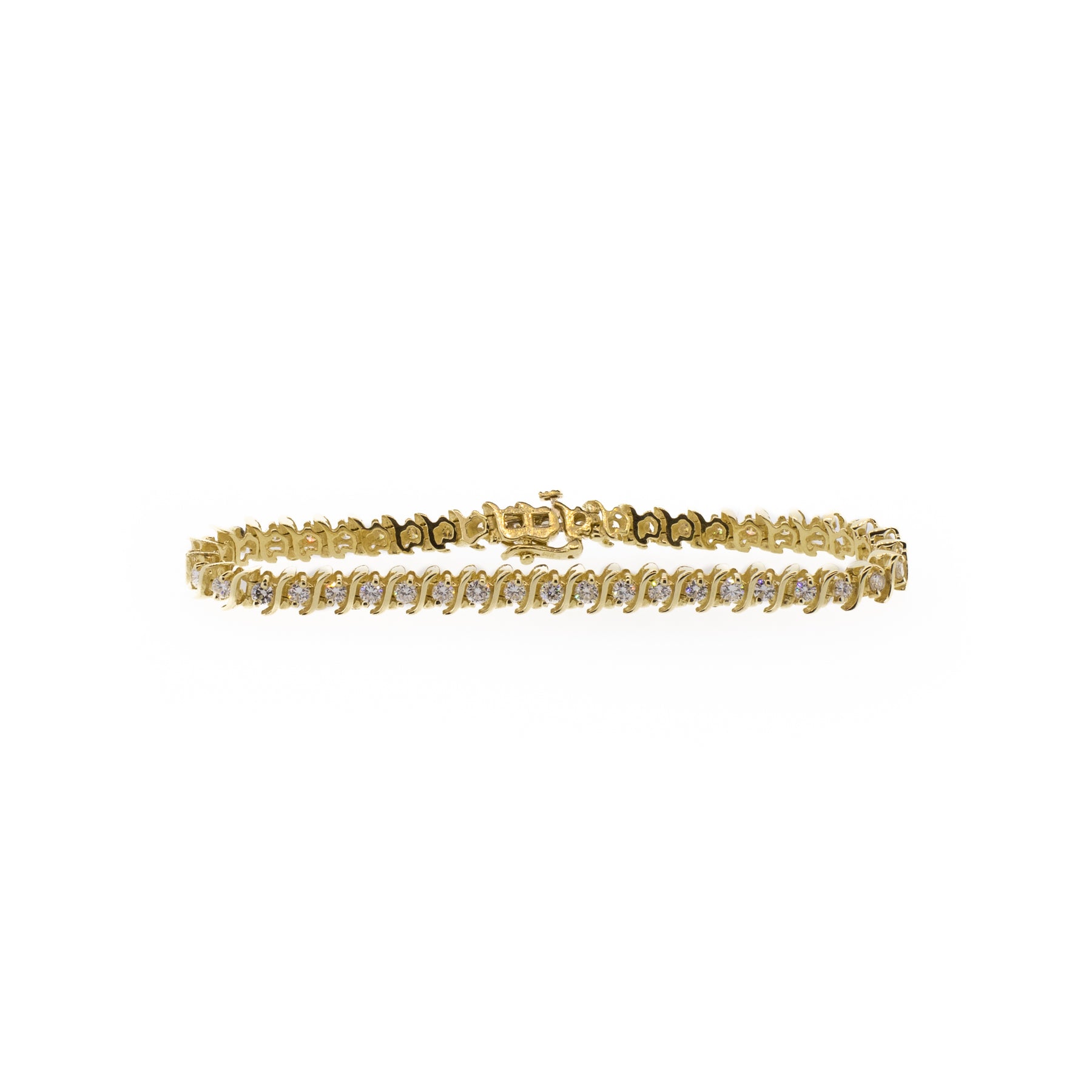 Yellow Gold and Natural Diamond Tennis Line Bracelet