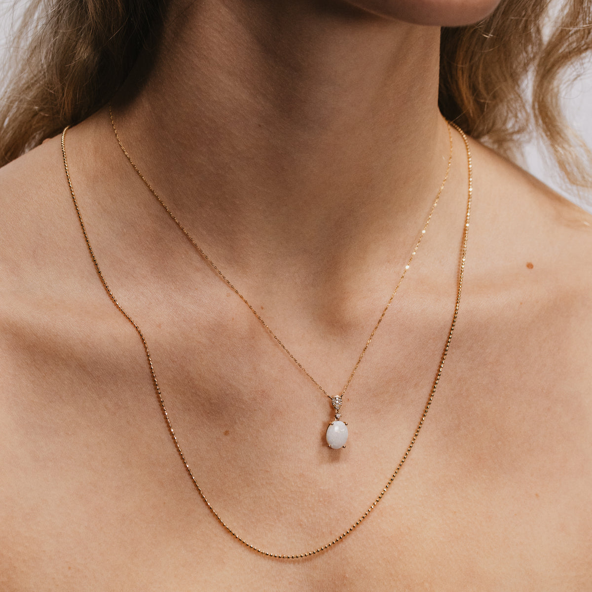 Opal and Diamond 14K Yellow Gold Pendant Necklace