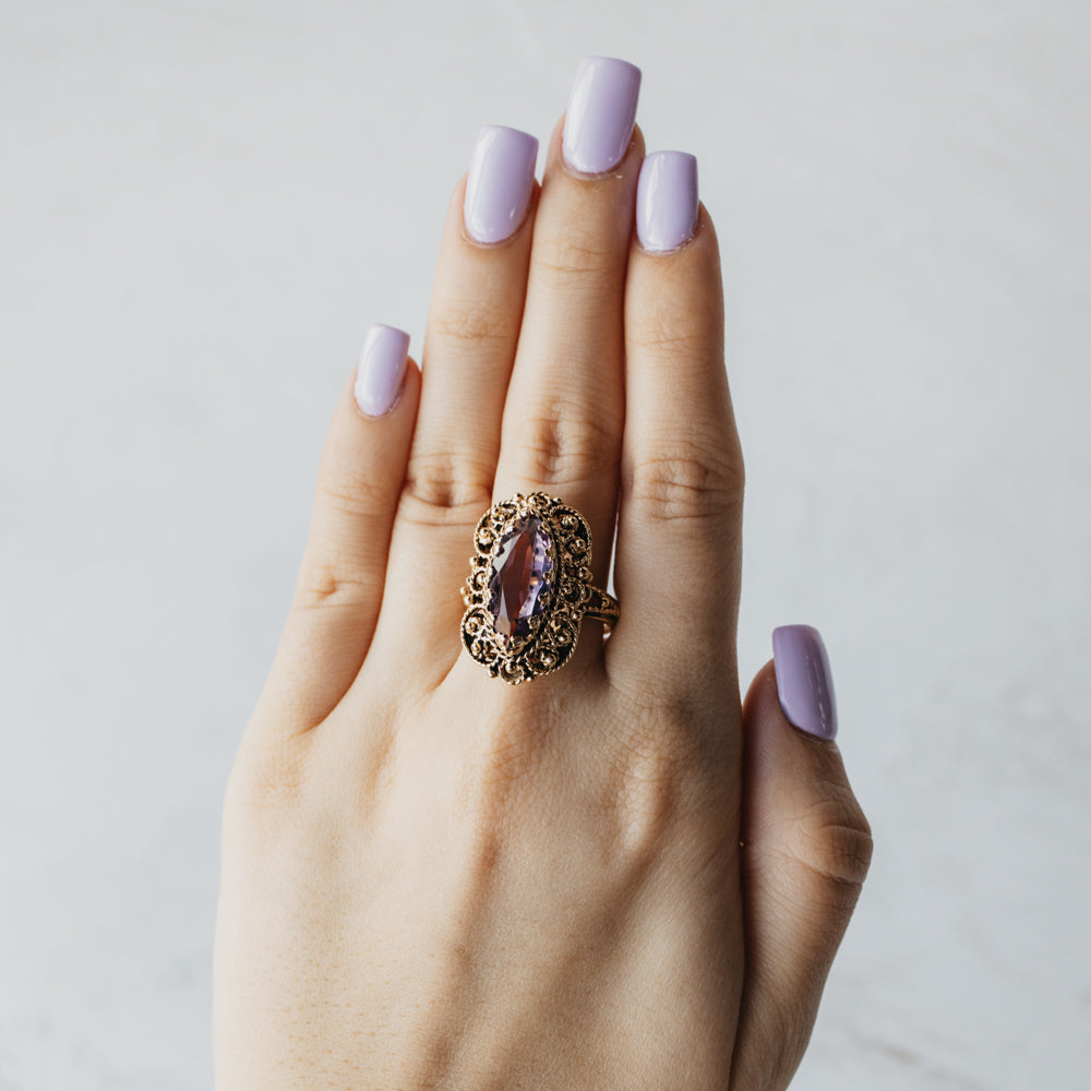 Victorian Era Antiqued Amethyst Ring