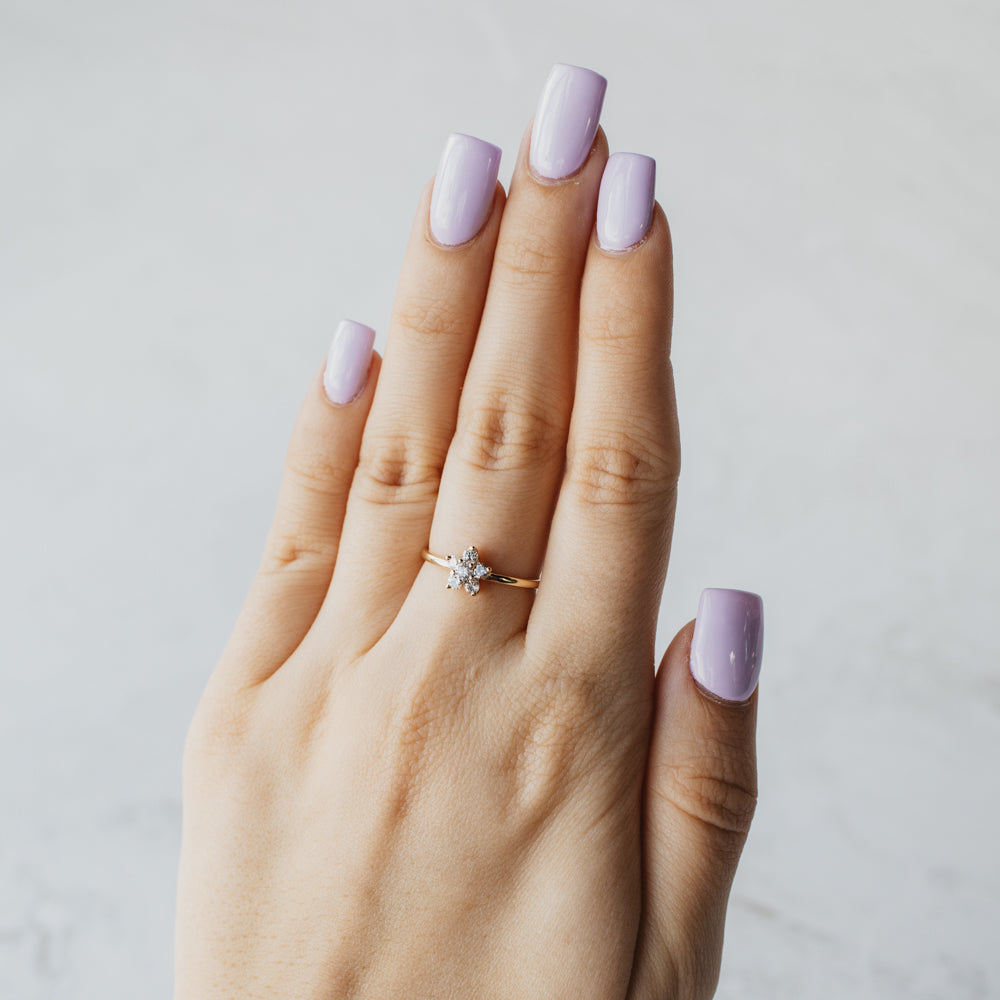 Dainty Floral Diamond Cluster Ring