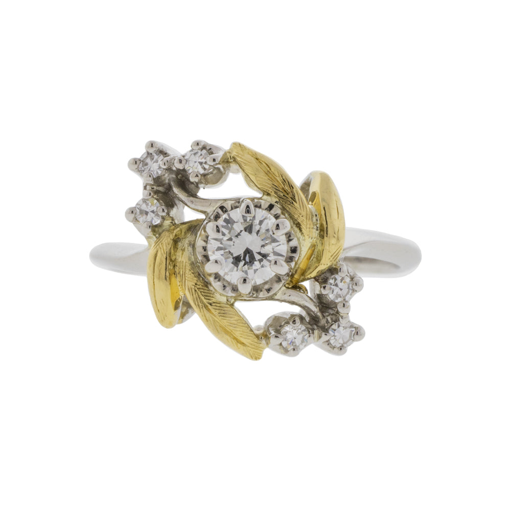 Botanical Two-Tone Diamond Cluster Ring