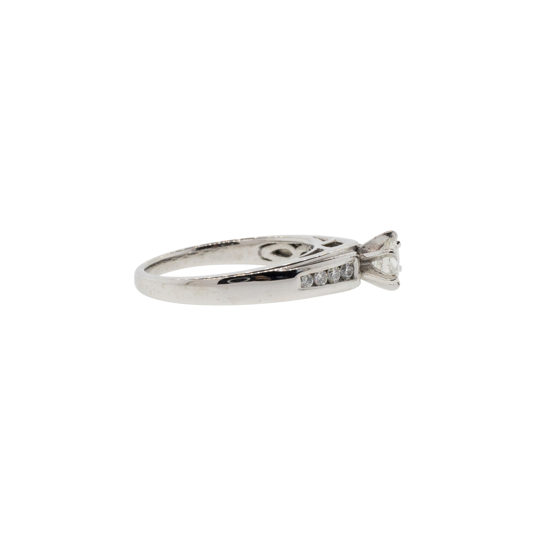Channel-Set Accented Solitaire Diamond Engagement Ring