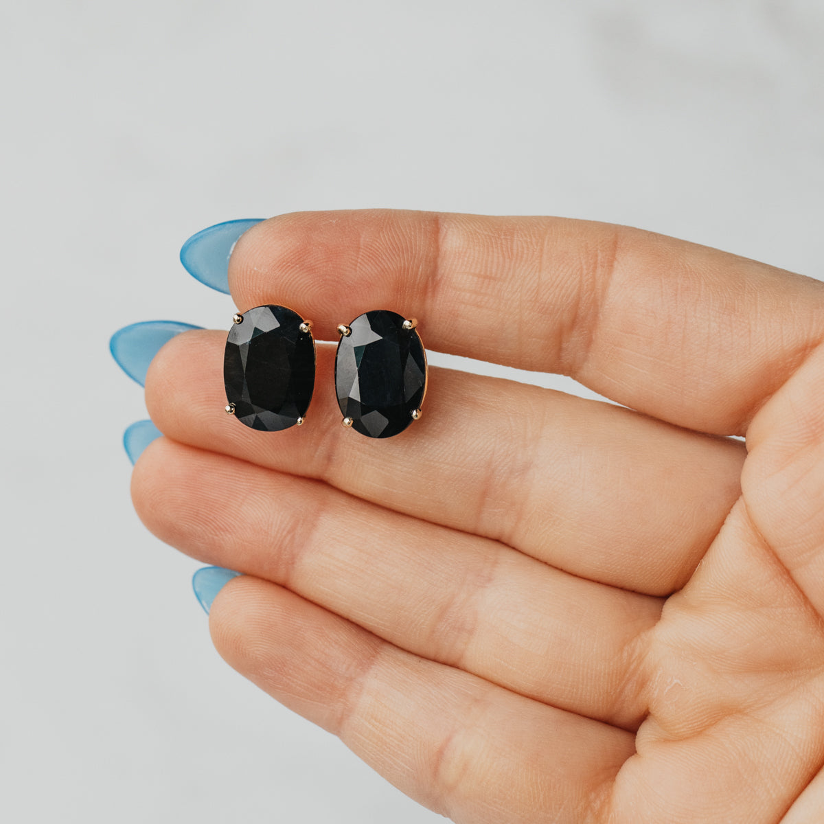 Deep Blue Sapphire Stud Earrings