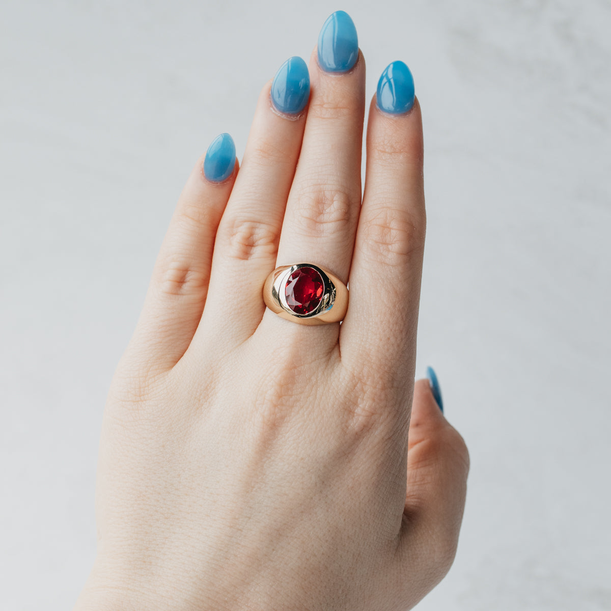 Flush Set Lab-Created Ruby Solitaire Ring