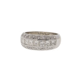 Three-Line Round Brilliant and Princess Cut Diamond Ring