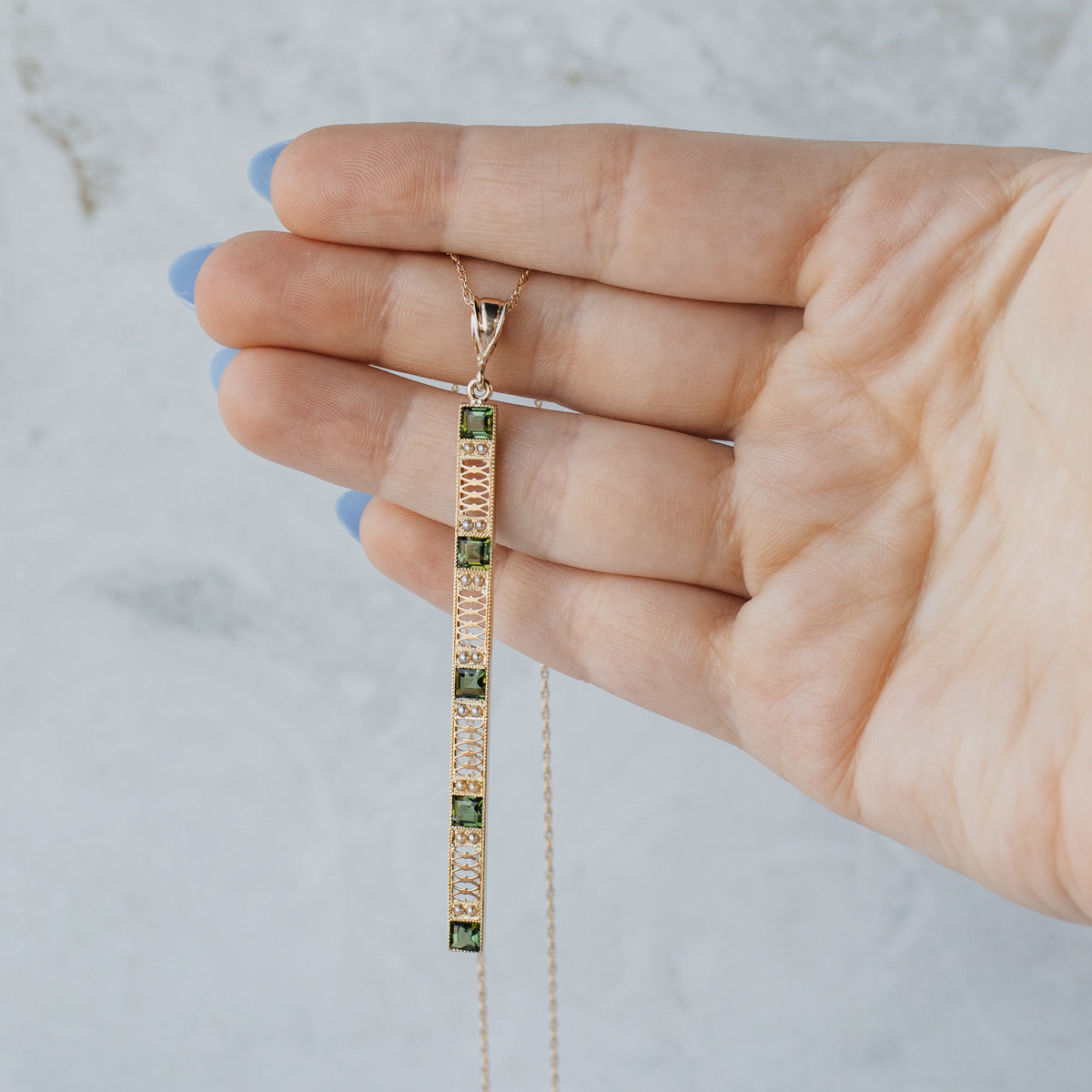 Victorian Tourmaline and Seed Pearl Converted Pendant