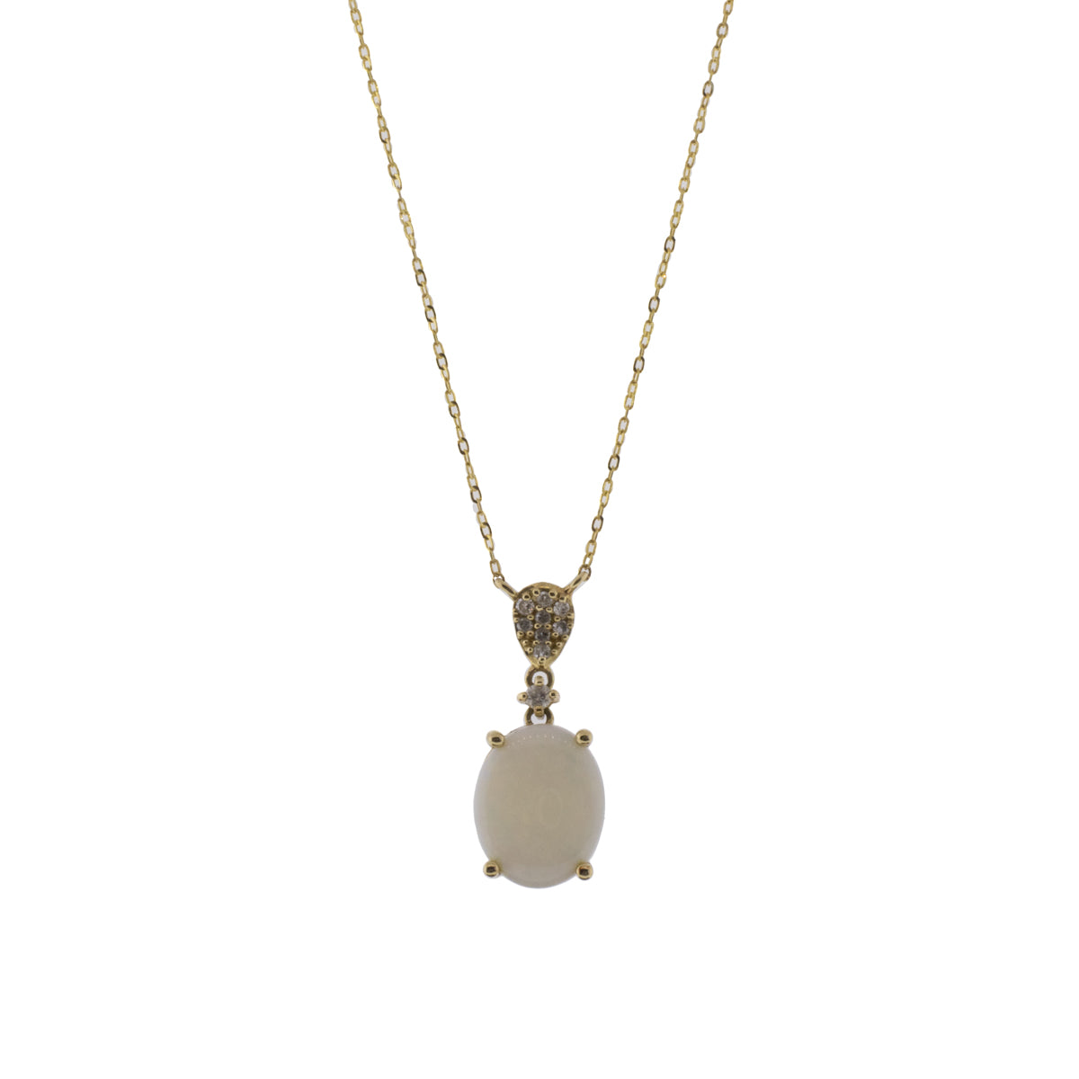 Opal and Diamond 14K Yellow Gold Pendant Necklace
