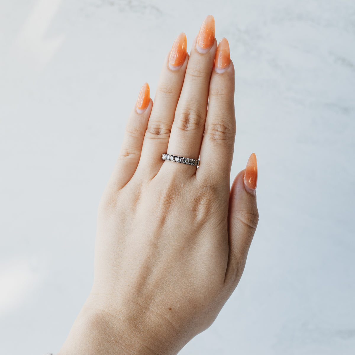 14K White Gold Champagne Diamond Band