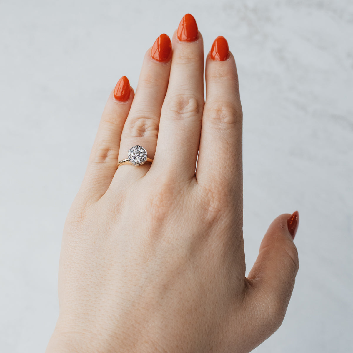 14K Yellow Gold & Platinum Old Mine Cut Diamond Ring