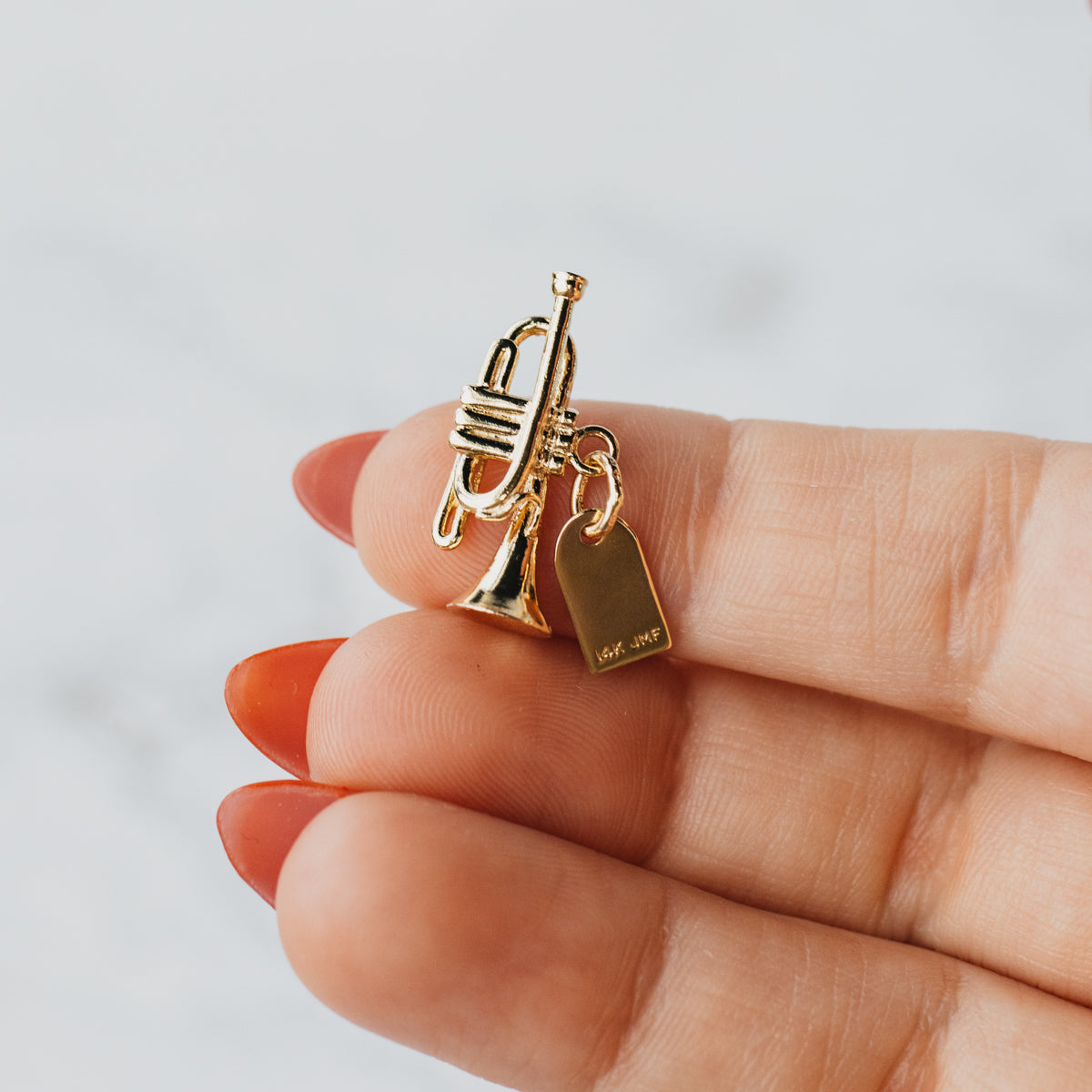 14K Yellow Gold Trumpet Charm