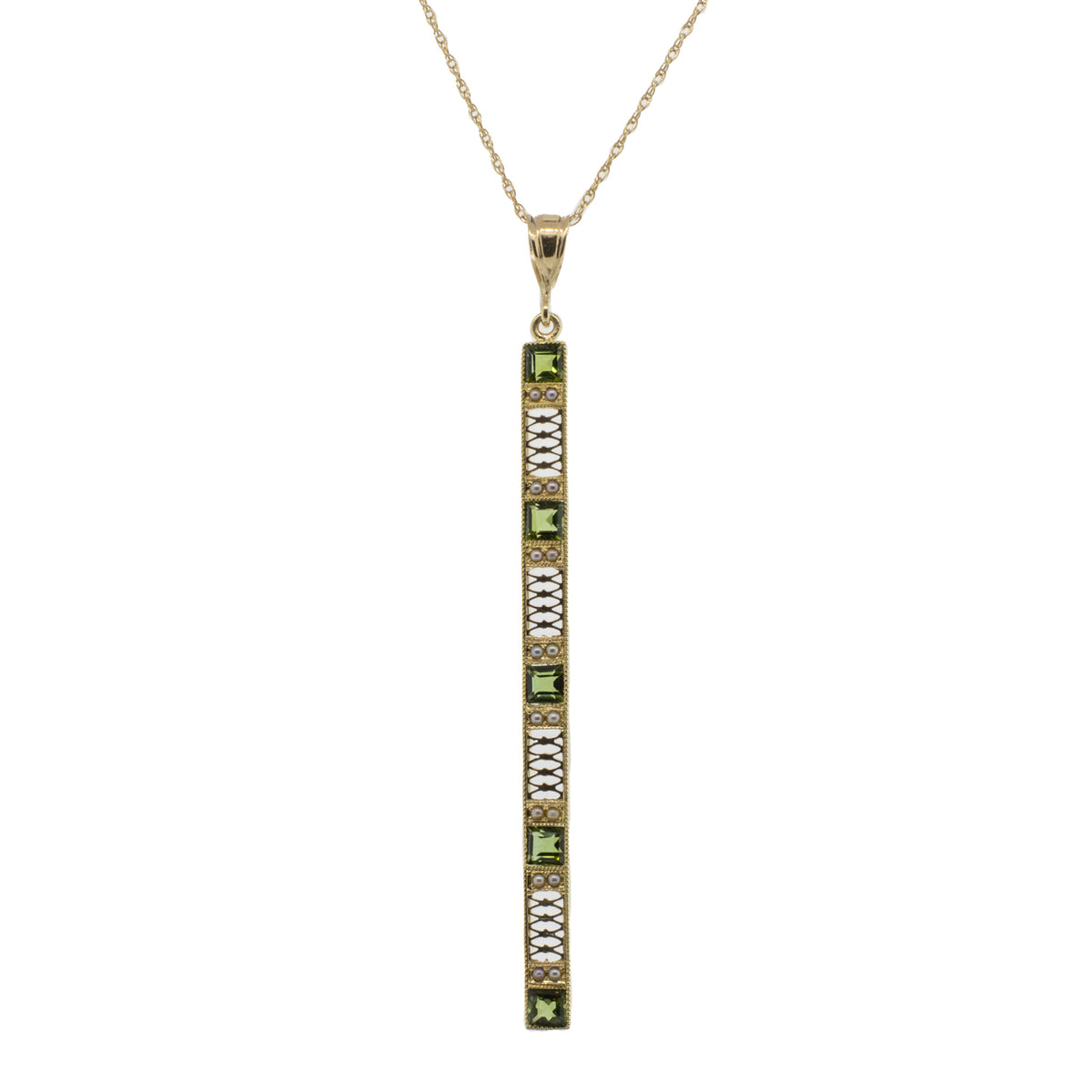 Victorian Tourmaline and Seed Pearl Converted Pendant