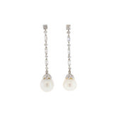 Platinum European South Sea Pearl & Diamond Dangle Earrings