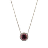 Tiffany & Co. Deep Rose Tourmaline and Diamond Halo Platinum Necklace