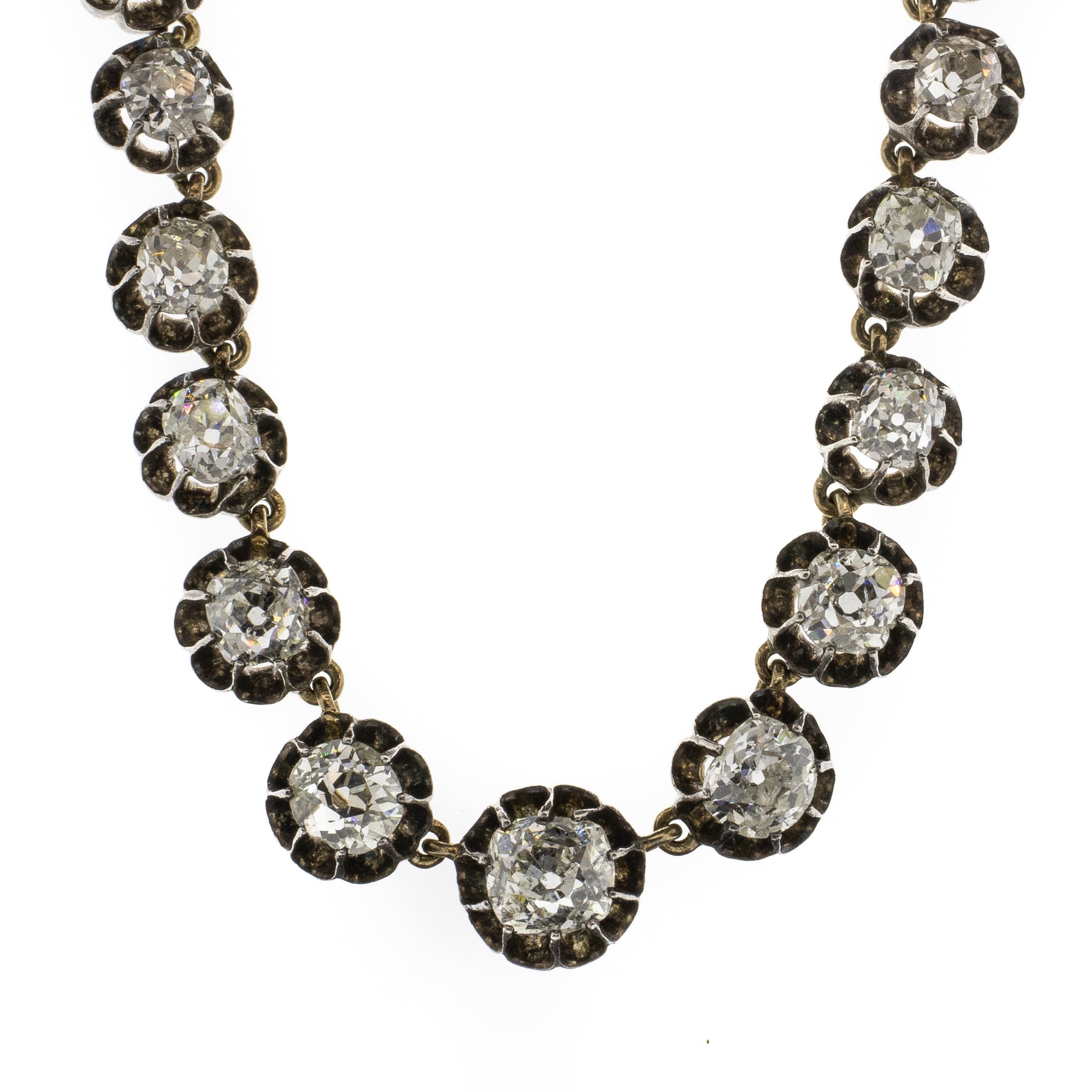 Genuine Antique Georgian Old Mine Diamond Riviere Necklace
