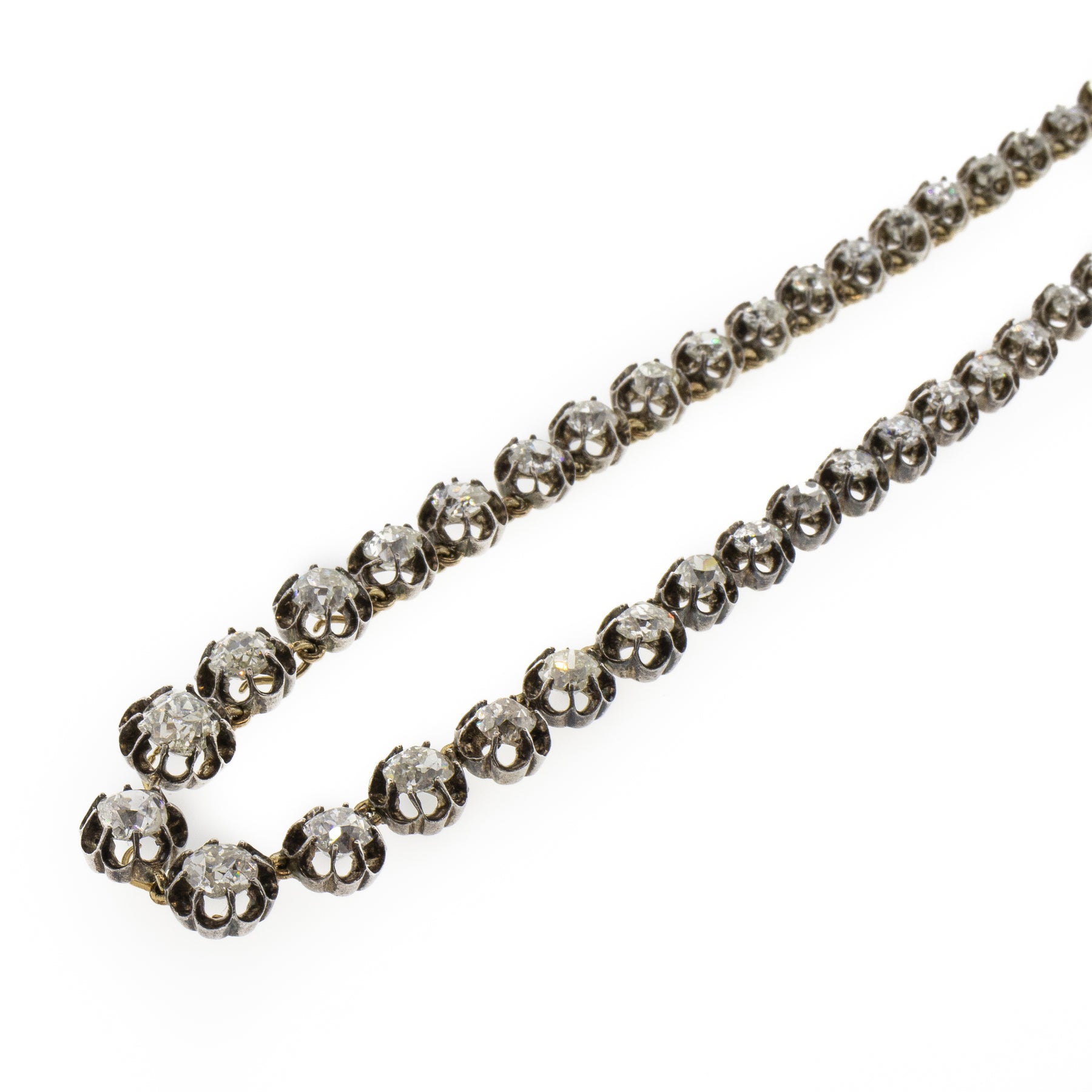 Genuine Antique Georgian Old Mine Diamond Riviere Necklace