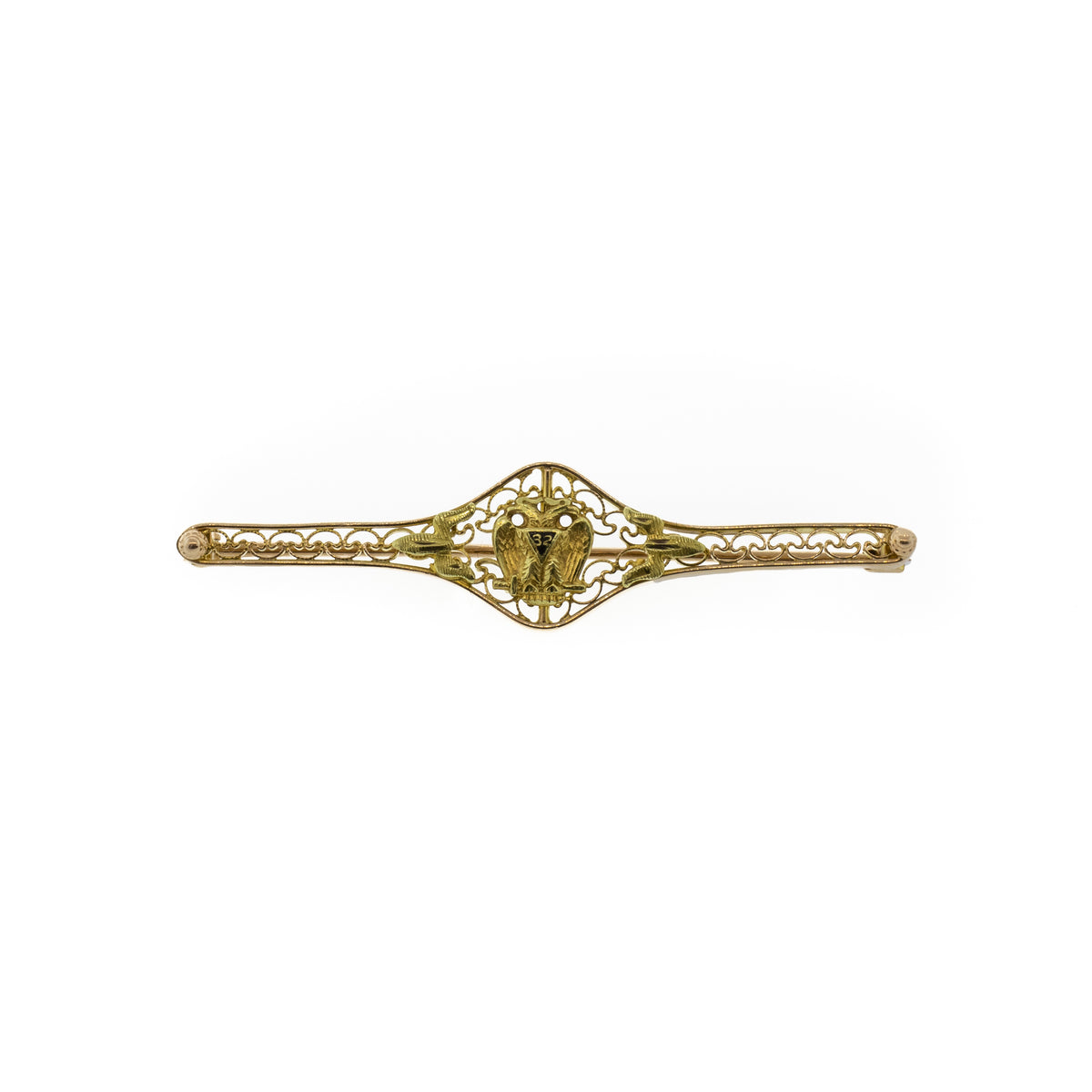 Long Latice 14K Yellow Gold Sorority Pin