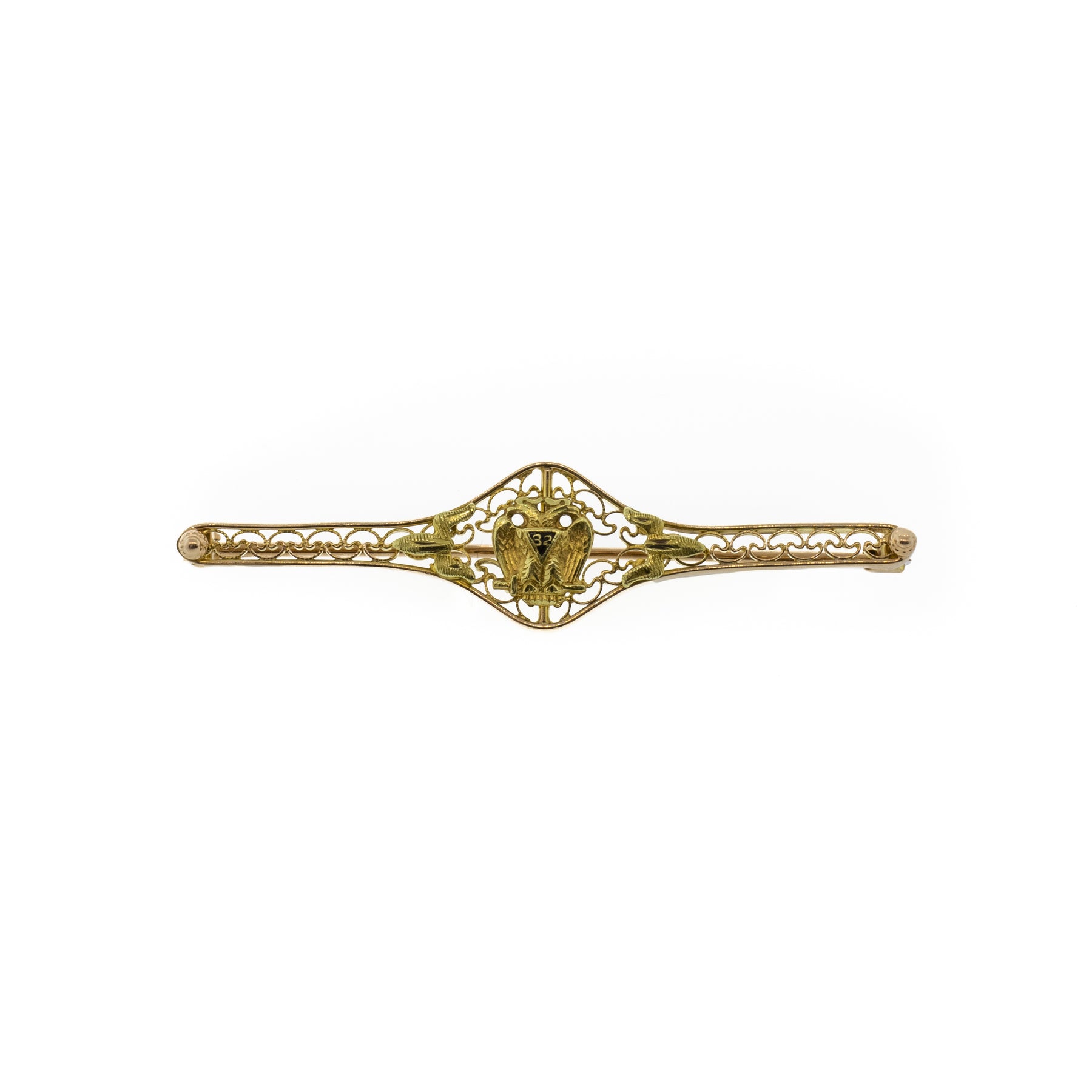 Long Latice 14K Yellow Gold Sorority Pin