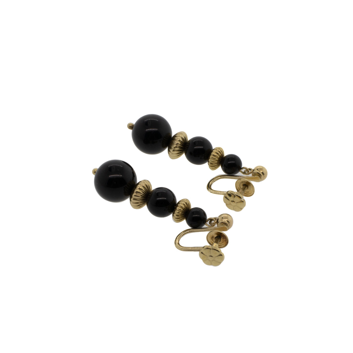Onyx and Gold Bead Earrings