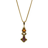 -Rhodolite, Citrine & Spessartite Pendant With Yellow Gold Chain