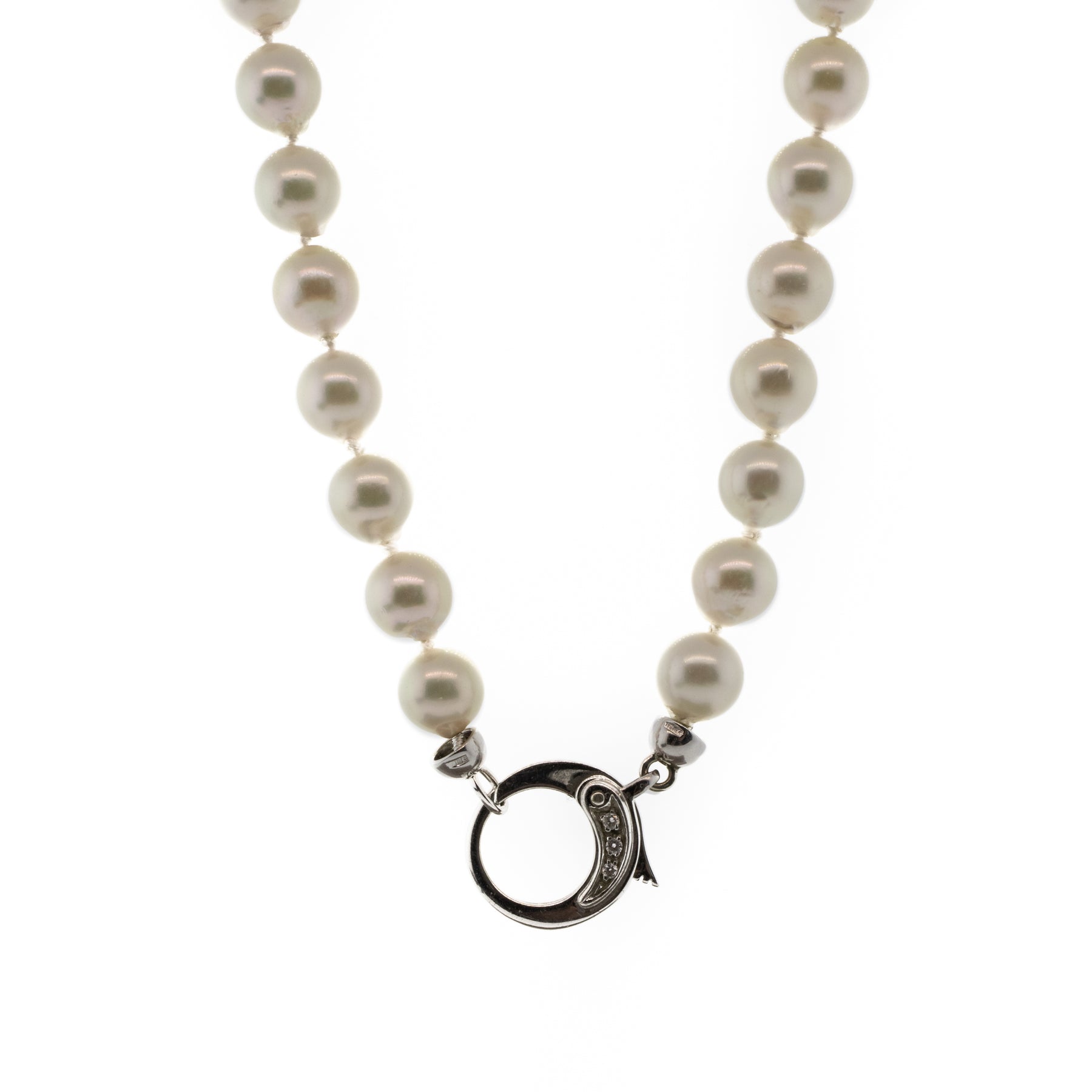 -Akoya Pearl Necklace With White Gold & Diamond Clasp