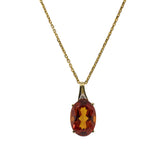 14K Yellow Gold Orange Lab Sapphire Pendant Necklace