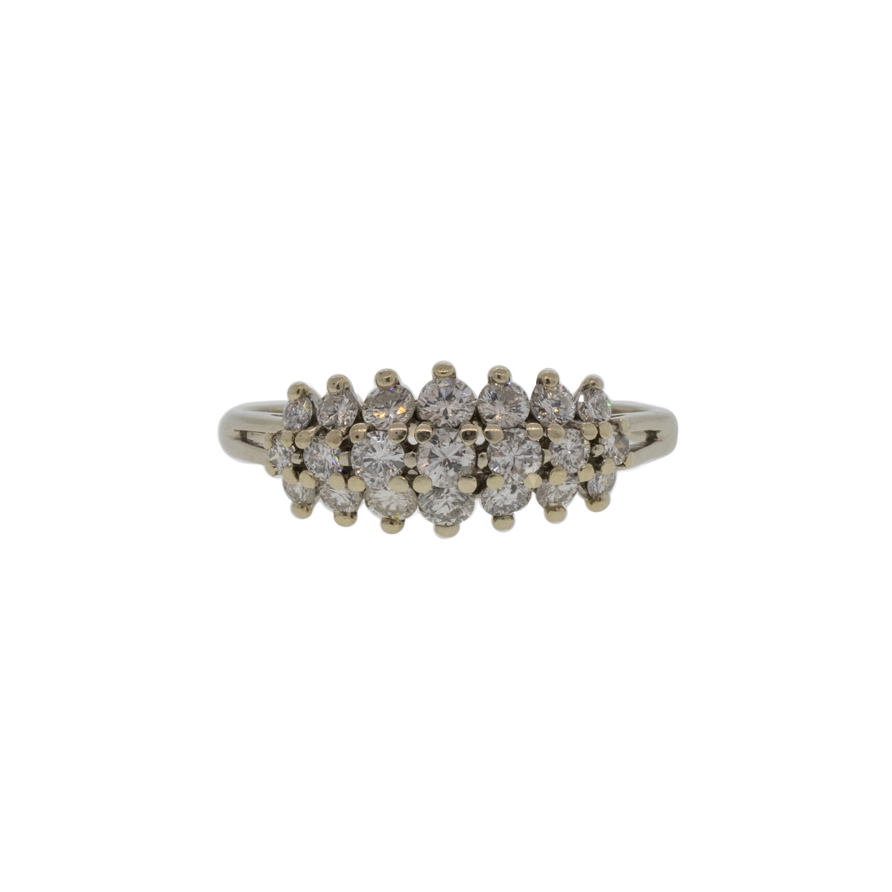 Three Line Diamond and White Gold Ring