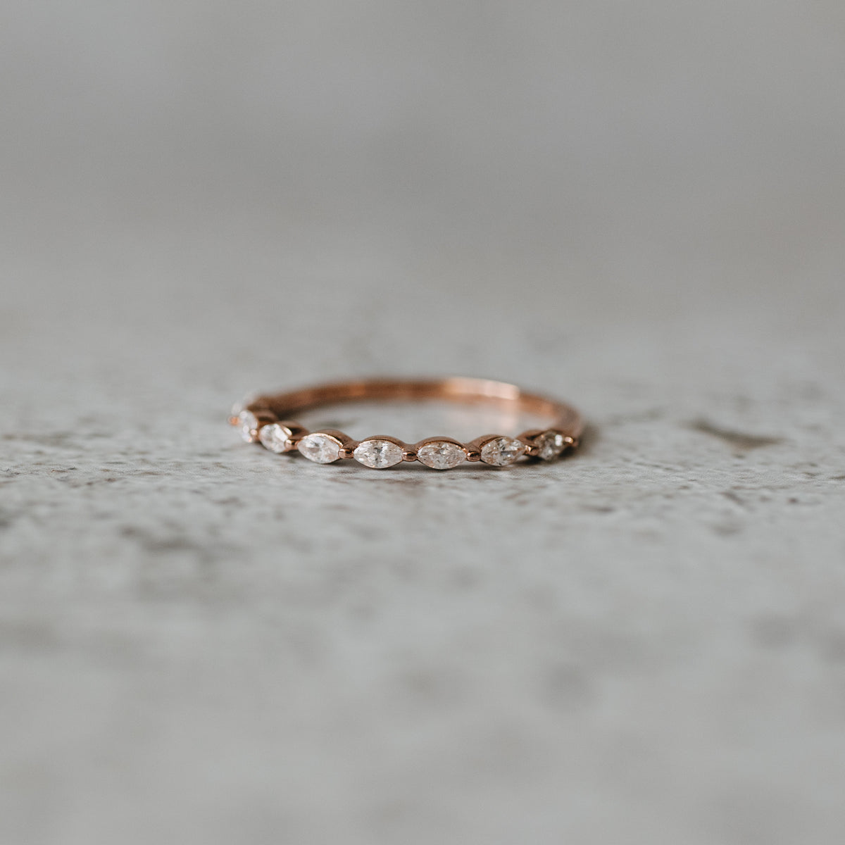 14K Rose Gold Marquise Cut Diamond Anniversary Band