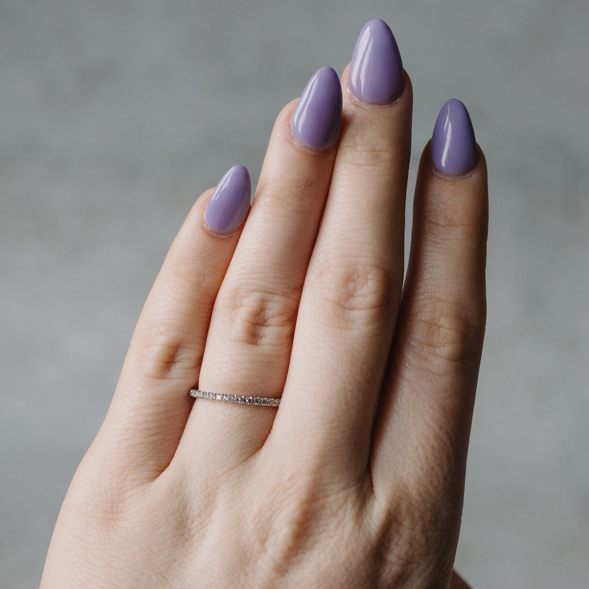 14K White Gold French-Set Round Cut Diamond Anniversary Band