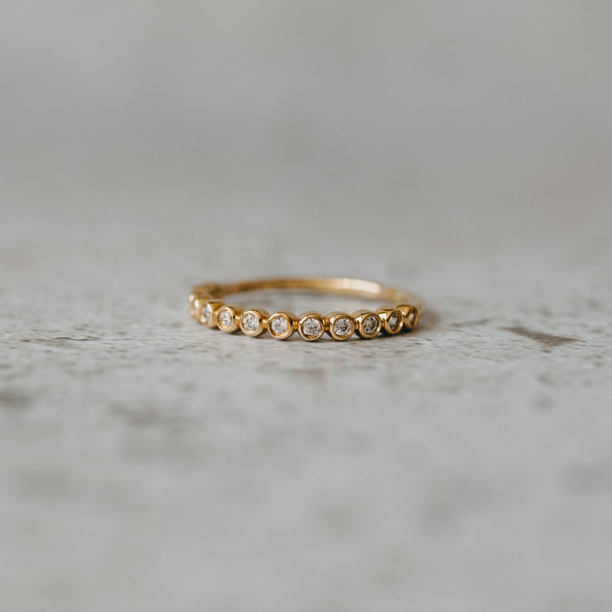 14K Yellow Gold Round Cut Bezel-Set Diamond Anniversary Band