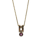 Geometric Pink Sapphire 14K Yellow Gold Necklace
