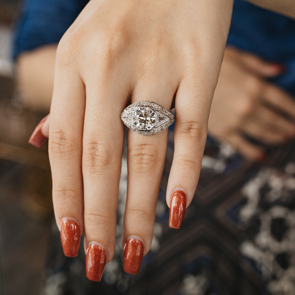 Old European Cut Diamond Antique Platinum Ring