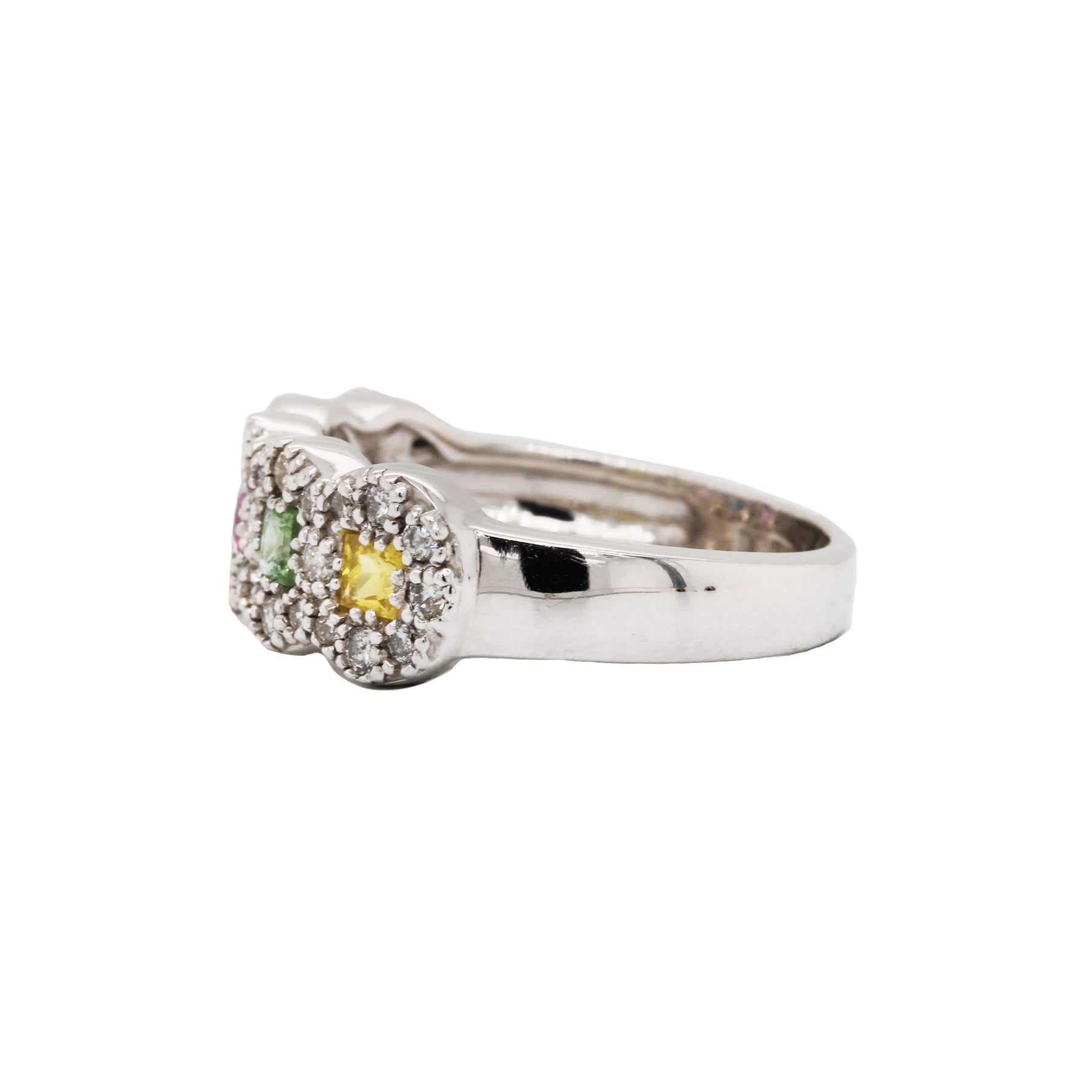 Pastel Sapphire & Diamond Halo Ring