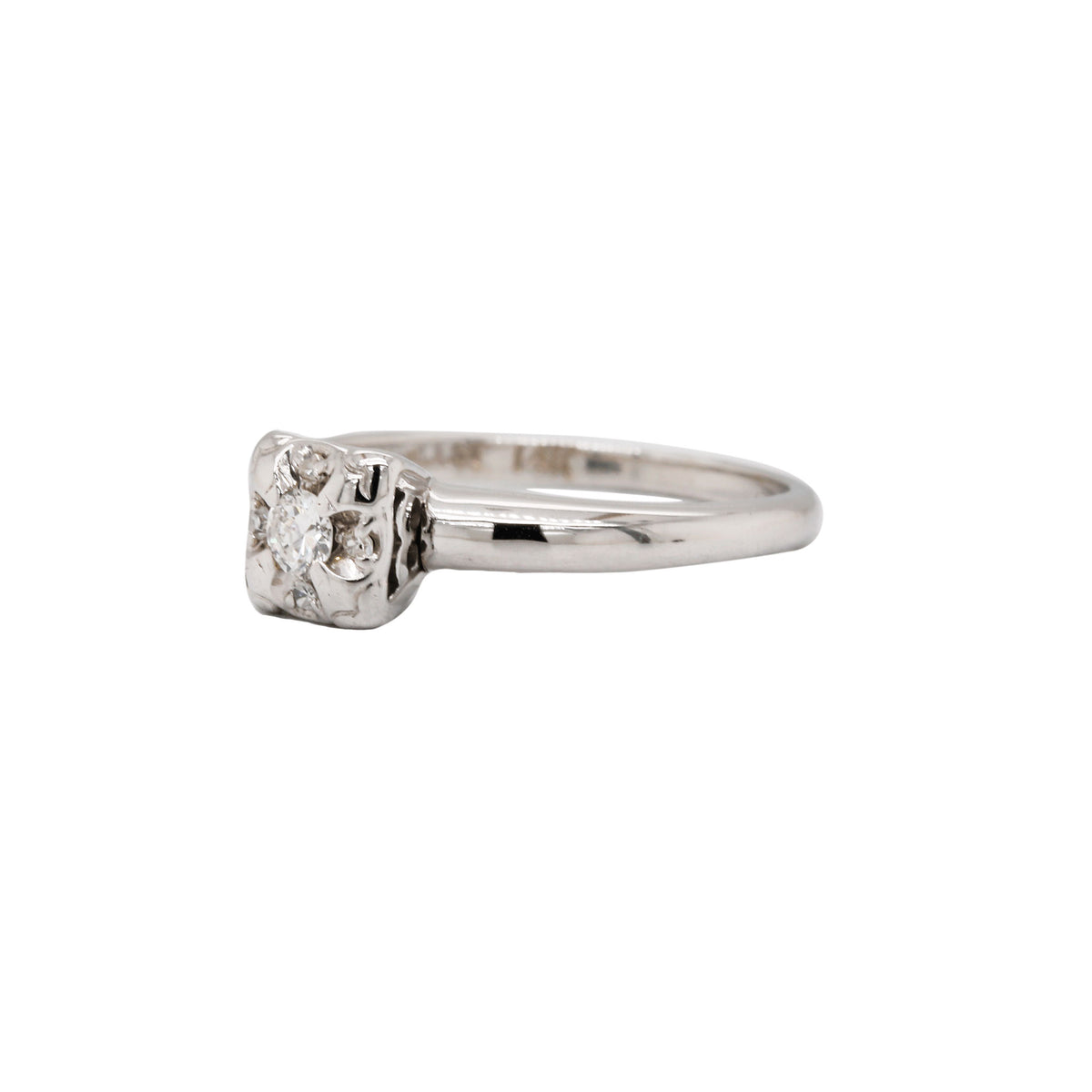 Mid-Century Illusion Diamond Solitaire Ring
