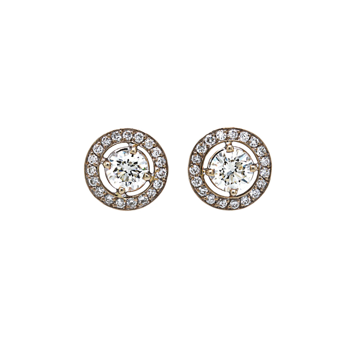 Negative Space Diamond Halo Stud Earrings