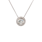 -Natural 1.00ct Diamond Halo Pendant Necklace