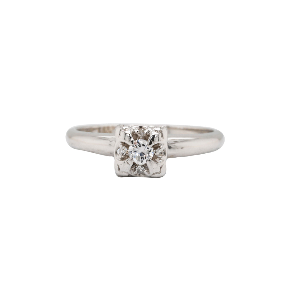 Mid-Century Illusion Diamond Solitaire Ring