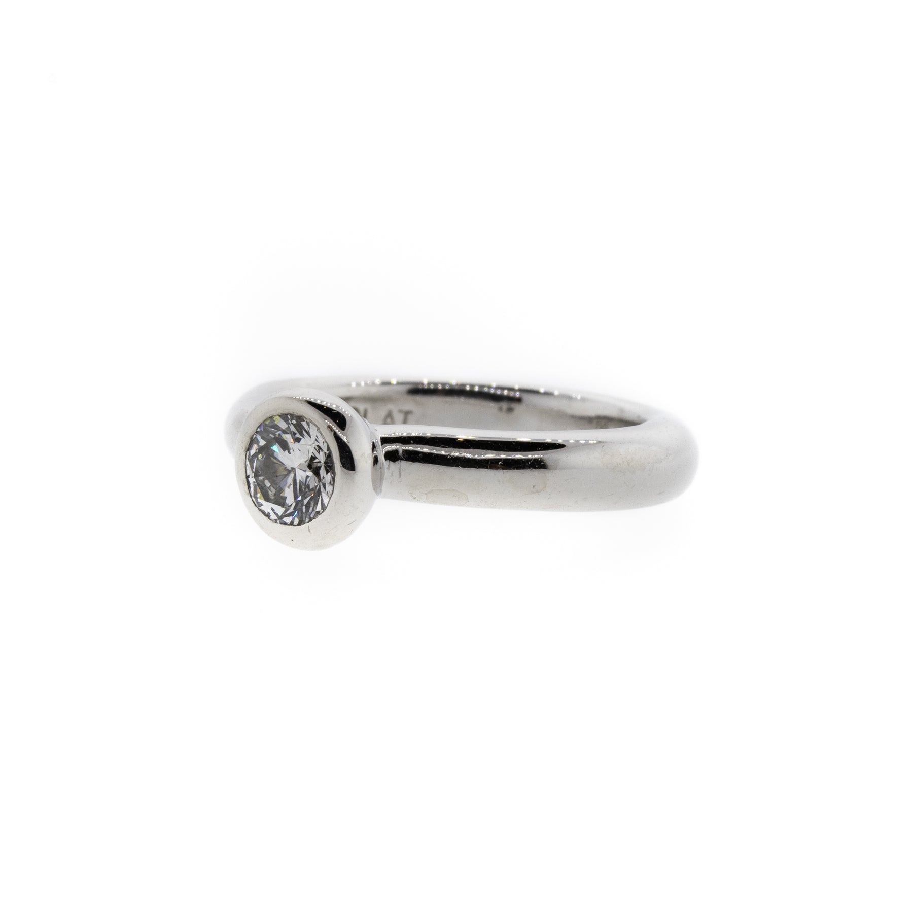 Platinum Bezel-Set Round Brilliant Diamond Solitaire Ring