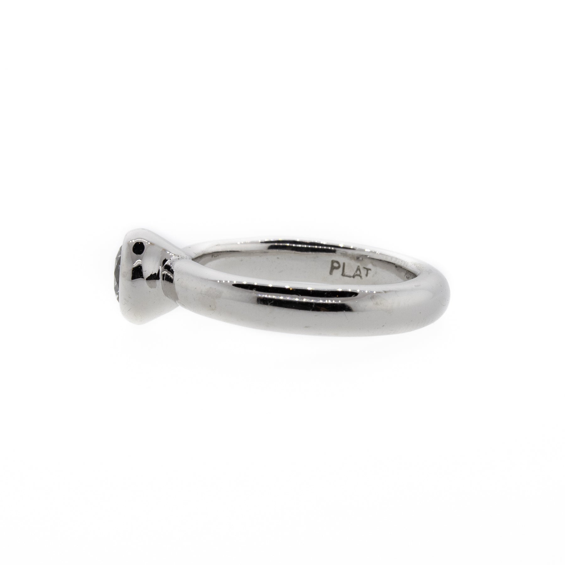 Platinum Bezel-Set Round Brilliant Diamond Solitaire Ring