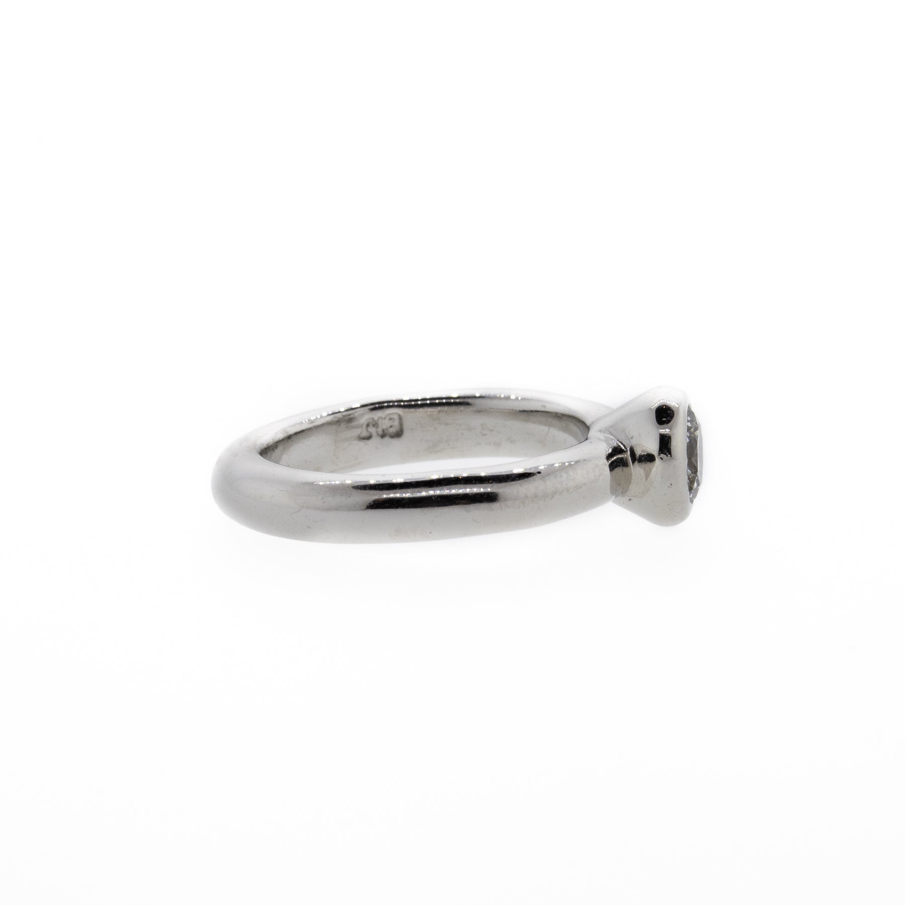 Platinum Bezel-Set Round Brilliant Diamond Solitaire Ring