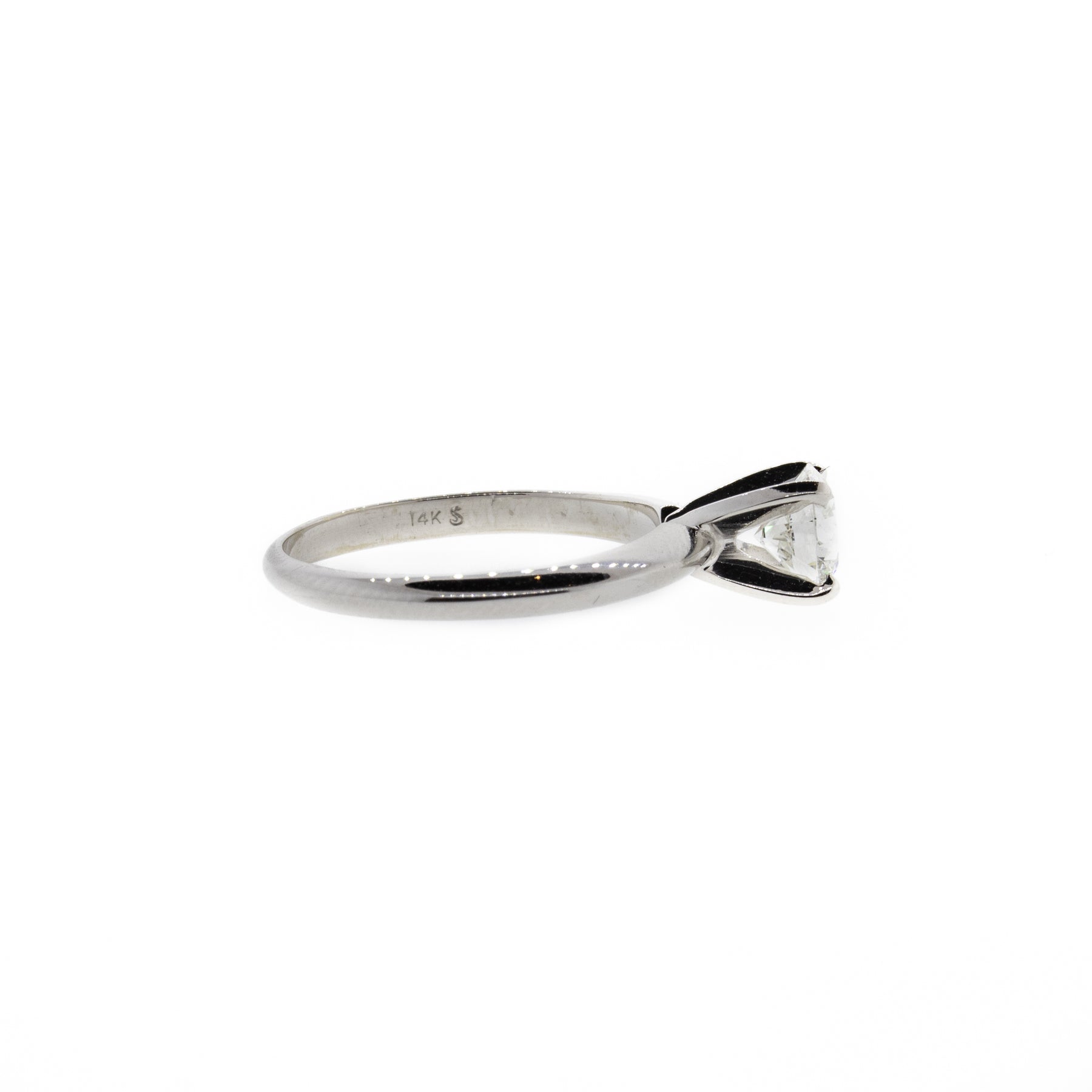 Traditional Four-Prong Diamond White Gold Solitaire Ring