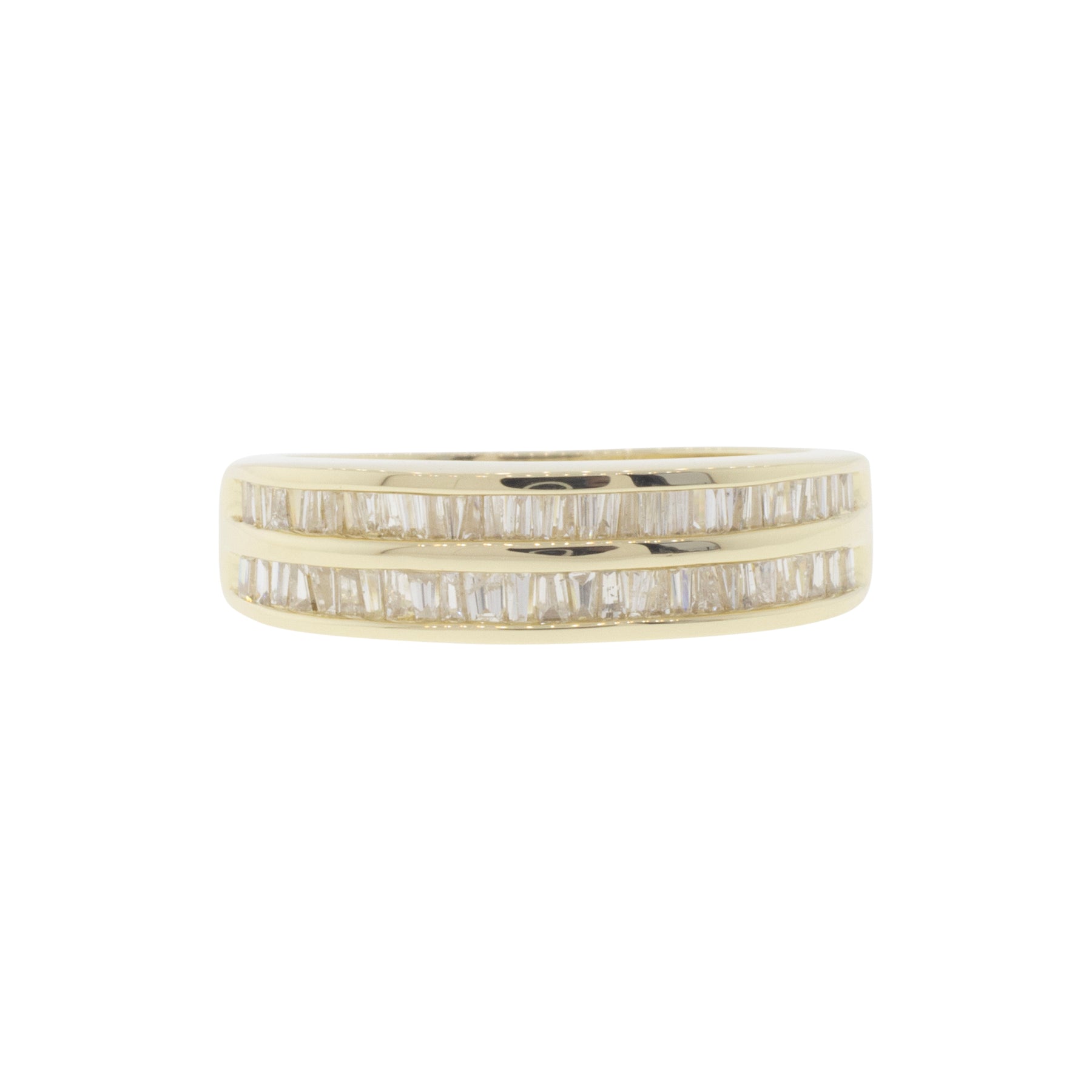 14K Yellow Gold Two-Row Baguette Diamond Ring