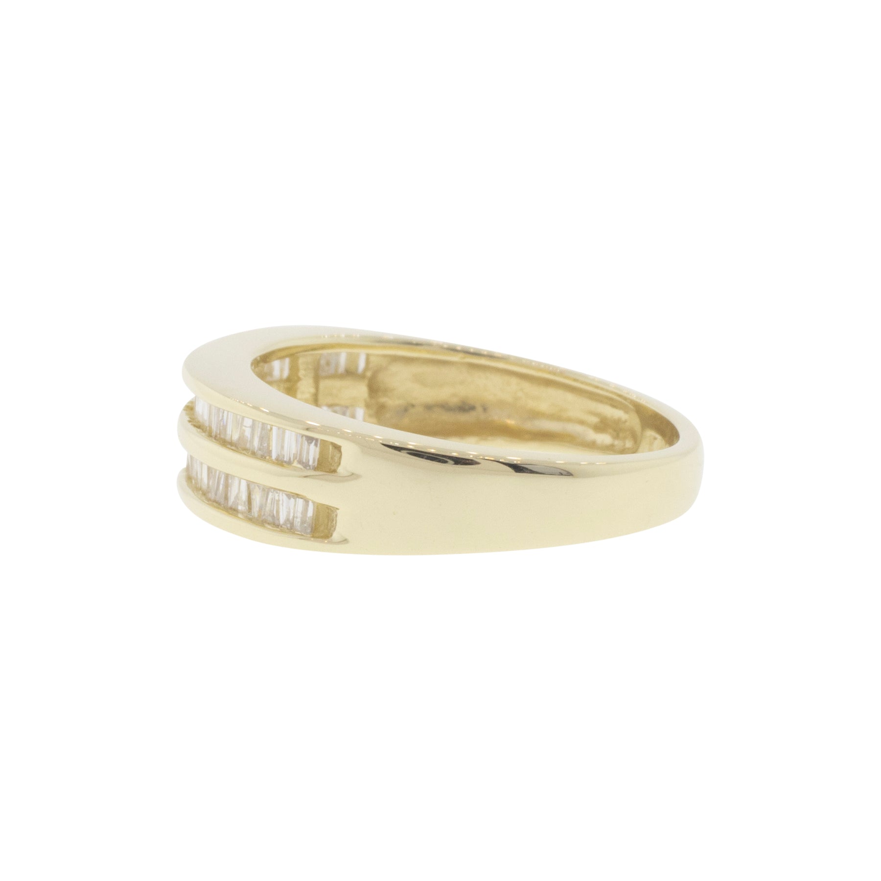 14K Yellow Gold Two-Row Baguette Diamond Ring