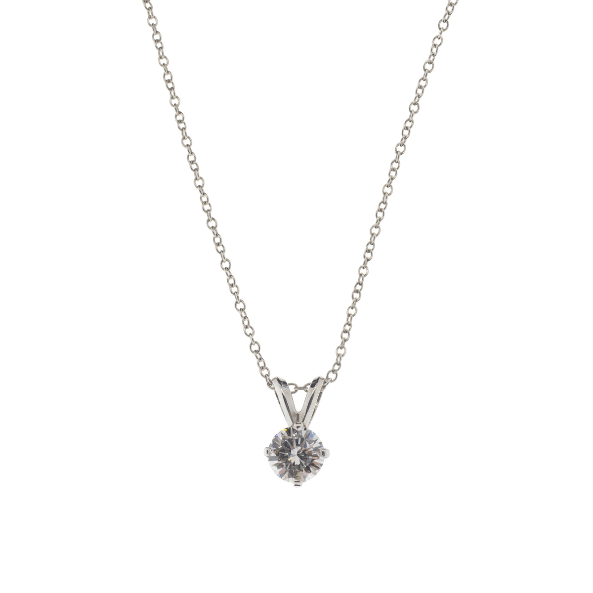Platinum Round Brilliant Diamond Pendant Necklace