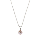 14K White Gold Diamond Accented Pink Pearl Necklace