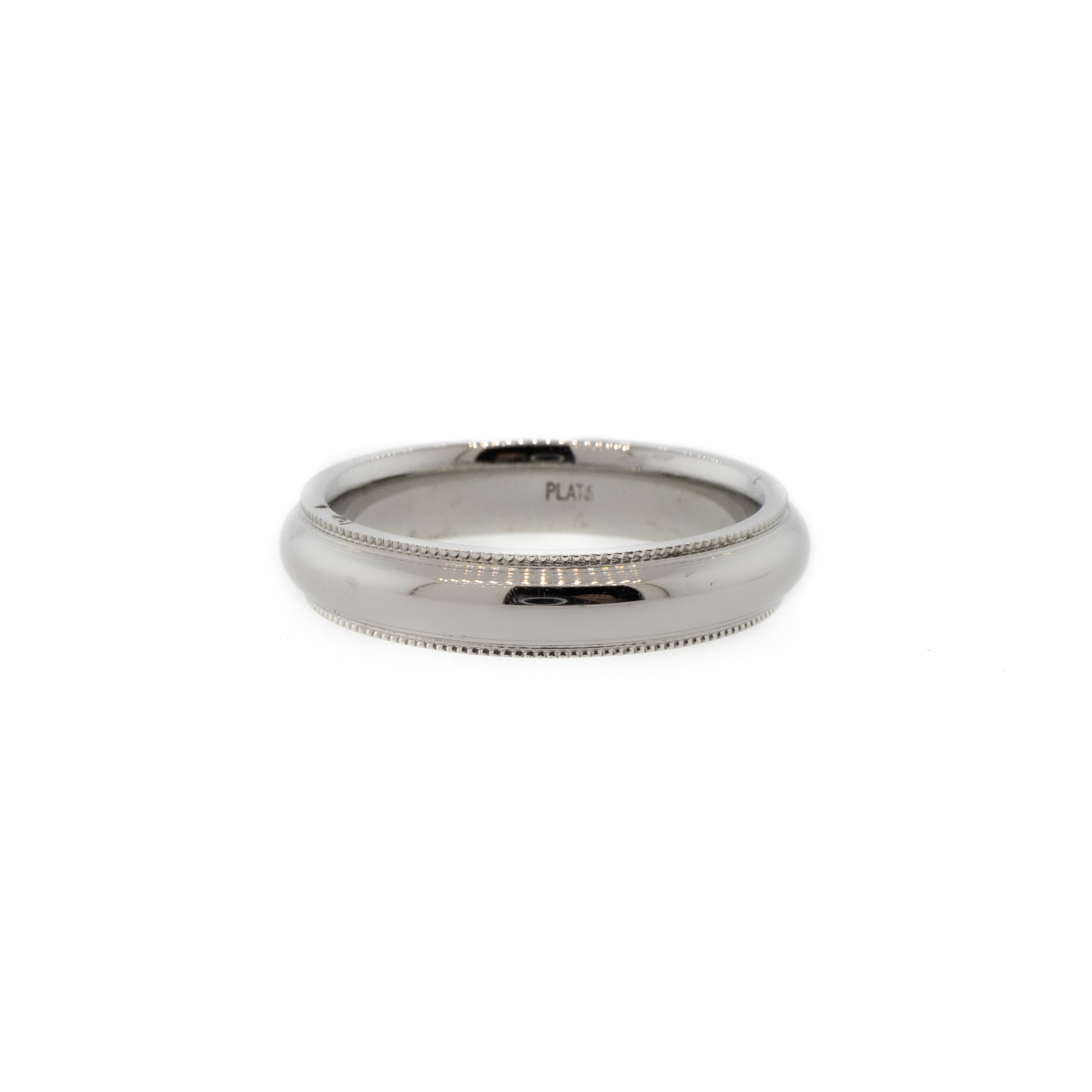 Milgrain Edge Half-Round Comfort Fit Platinum Band